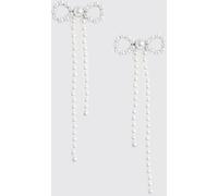 SELF-PORTRAIT Bow-Shaped Dangle Earrings with Crystals and Faux Pearls - Size: OS - female
