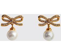 SELF-PORTRAIT Bow-Shaped Pendant Earrings with Crystals and Pearls - Size: OS - female