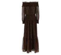 SELF PORTRAIT 'Brown Georgette Off Shoulder Maxi' Dress 12 UK