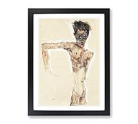 Self Portrait By Egon Schiele Classic Painting Framed Print | A2 Black Framed Wall Art | Ready to Hang | Classic Historical Picture | Living Room Bedroom Lounge Office