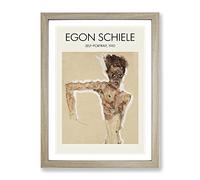Self Portrait By Egon Schiele Exhibition Museum Painting Framed Print | A2 Oak Framed Wall Art | Ready to Hang | Modern Historical Picture | Living Room Bedroom Lounge Office