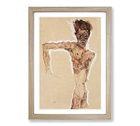 Self-Portrait by Egon Schiele Framed Print | A2 Oak Framed Wall Art | Ready to Hang | Modern Nature Picture | Living Room Bedroom Lounge Office