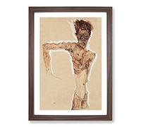 Self-Portrait by Egon Schiele Framed Print | A2 Walnut Framed Wall Art | Ready to Hang | Modern Nature Picture | Living Room Bedroom Lounge Office