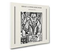 Self Portrait By Ernst Ludwig Kirchner Canvas Print | Gallery Wrapped 30mm Frame Wall Art | 20x20 inches | Ready to Hang | Surrealist People Picture | Living Room Bedroom Lounge Office