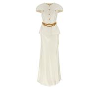 SELF PORTRAIT 'Cream Taffeta Chain Belt Maxi' Dress 6 UK
