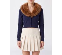 SELF-PORTRAIT Cropped Cardigan in a Wool Blend with Faux-Fur Collar - Size: L - female