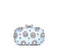 Self-Portrait crystal-embellished bow clutch bag - Blue One Size