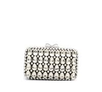 Self-Portrait crystal-embellished bow clutch - White One Size