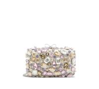 Self-Portrait crystal embellished bow clutch - White One Size