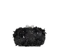 Self-Portrait crystal-embellished floral clutch bag - Black One Size