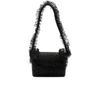 Self-Portrait crystal-embellished lace-detail shoulder bag - Black One Size