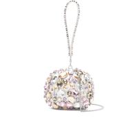 Self-Portrait crystal-embellished mini clutch bag - White One Size