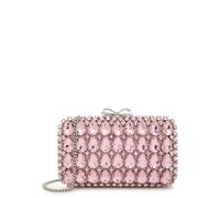 Self-portrait Crystal-embellished Satin box Clutch - Pink - One Size
