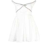 Self-Portrait diamanté-trim off-shoulder minidress - White 4-8-10