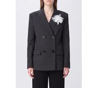 SELF-PORTRAIT Double-Breasted Cropped Wool-Blend Blazer with Flower - Size: 8 - female
