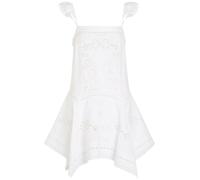 Self-portrait Embroidered Linen-blend Mini Dress - White - 12 (UK12 / M)