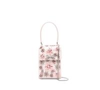 Self-Portrait floral-crystal satin mini tote bag - Pink One Size
