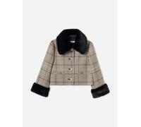 Self Portrait Girls Check Fur Jacket in Brown - Brown - 7 - 8 Yrs