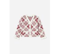 Self Portrait Girls Check Knit Cardigan in Red - Red - 3 - 4 Yrs