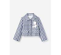 Self Portrait Girls Gingham Taffeta Jacket in Navy - Blue - 3 - 4 Yrs