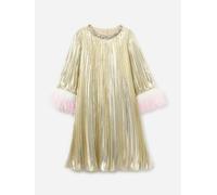 Self Portrait Girls Metallic Chiffon Feather Dress in Gold - Gold - 6 - 7 Years