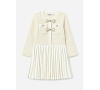 Self Portrait Girls Sequin Knit Bow Trim Dress in Ivory - Ivory - 6 - 7 Years