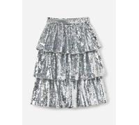 Self Portrait Girls Sequin Tiered Skirt in Silver - Silver - 8 - 10 Yrs