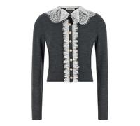SELF PORTRAIT 'Grey Lace Collar Knit' Cardigan XS