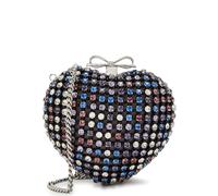 Self-portrait Heart Crystal-embellished Satin Clutch - Black - One Size