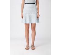 SELF-PORTRAIT High-Waisted A-Line Openwork Cotton-Knit Mini Skirt - Size: L - female