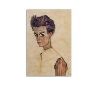Self Portrait II Poster by Egon Schiele Artworks Canvas Room Aesthetic Wall Art Prints Home Modern Decor Gifts 16x24inch(40x60cm)