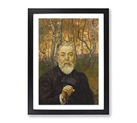 Self Portrait In A Birch Grove By Hans Thoma Classic Painting Framed Wall Art Print, Ready to Hang Picture for Living Room Bedroom Home Office Décor, Black A4 (34 x 25 cm)