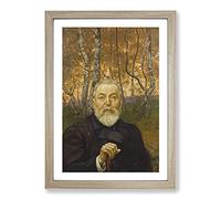 Self-Portrait in A Birch Grove by Hans Thoma Framed Print | A2 Oak Framed Wall Art | Ready to Hang | Modern Nature Picture | Living Room Bedroom Lounge Office