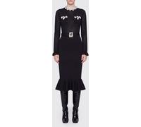 SELF-PORTRAIT Jewel-Embellished Slim Fit Knit Midi Sheath Dress with Long Sleeves - Size: M - female