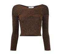 Self-Portrait off-shoulder metallic knitted top - Brown S-M-L
