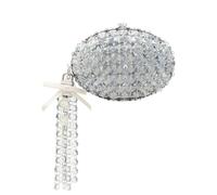 Self-portrait Oval Crystal-embellished Satin Clutch - Grey - One Size