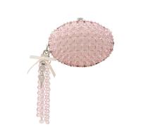 Self-portrait Oval Crystal-embellished Satin Clutch - Pink - One Size