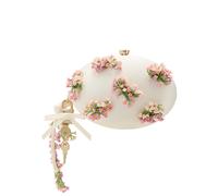 Self-portrait Oval Floral Bead-embellished Satin Clutch - Cream - One Size