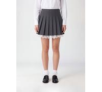 SELF-PORTRAIT Pleated Wool-Blend Mini Skirt with Lace Inserts - Size: 10 - female
