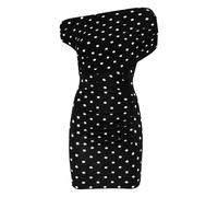 Self-Portrait polka-dot one-shoulder mini dress - Black XS-S-M-L