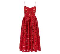 SELF PORTRAIT 'Red Bow Embroidered Midi' Dress 10 UK