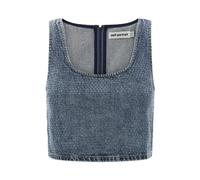 SELF PORTRAIT 'Rhinestone Denim Crop' Top 8 UK