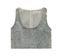 Self-Portrait rhinestone-embellished denim top - Blue 10-12-14