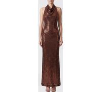 SELF-PORTRAIT Rhinestone-Embellished Halterneck Long Evening Gown - Size: 10 - female