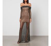 Self-Portrait Rhinestone-Embellished Macramé Maxi Dress - UK 14/US 10