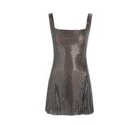 Self-portrait Rhinestone-embellished Mesh Mini Dress - Grey - 14 (UK14 / L)