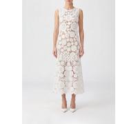 SELF-PORTRAIT Sleeveless A-Line Midi Dress in Cotton Macramé Lace - Size: 10 - female