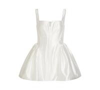 Self-portrait Square-neck Satin-twill Mini Dress - White - 4 (UK4 / Xxs)