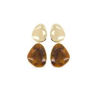 Self-Portrait tiger-eye earrings - Gold One Size