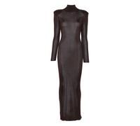 Self-Portrait turtleneck shoulder-padded dress - BROWN XS-S-M-L